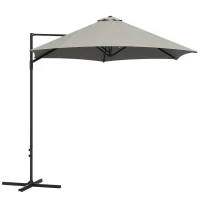 Outsunny 8.5FT Outdoor Cantilever Roma Parasol with 360° Rotation and Cross Base, Offset Patio Umbrella for Garden, Light Grey(m-2)