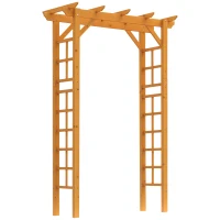 Outsunny 85" Wooden Outdoor Garden Arbour, Garden Arch Trellis for Climbing Vines  for Wedding and Ceremony - Orange(m-11)