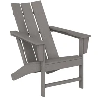 Outsunny HDPE Plastic Adirondack Chair, Muskoka Chair with High Back and Wide Armrests for Fire Pit, Patio, Porch, Dark Grey(m-11)