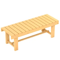 Outsunny 43" Wood Outdoor Bench, 2 Person Patio Bench, Backless Outdoor Patio Loveseat with Slatted Seat for Park, Backyard, Lawn, Natural Wood(m-2)