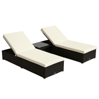 Outsunny 3-Piece Chaise Lounge Set, Water Repellent, Cream White