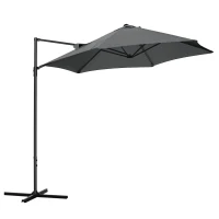 Outsunny 8.5FT Outdoor Cantilever Roma Parasol with 360° Rotation and Cross Base, Offset Patio Umbrella for Garden, Dark Grey(m-11)