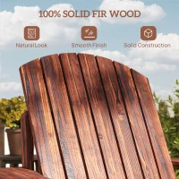 Outsunny Oversized Adirondack Chair, Outdoor Fire Pit and Porch Seating, Classic Log Lounge w/ Built-in Cupholder, Brown(m-6)