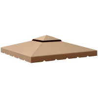 Outsunny 10' x 10' Replacement Canopy, Gazebo Top Cover with Double Vented Roof for Garden Patio (TOP ONLY), Khaki(m-11)