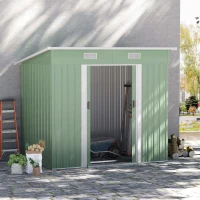 Outsunny 7'x 4' Metal Patio Storage Shed Garden Lockable Shed Tool Utility Storage Unit, Light Green(m-10)