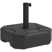 Outsunny Square Patio Umbrella Base Holder, Heavy Duty Outdoor Umbrella Stand Base, Filled Up to 55lbs with Stand or 44lbs with Water for Garden, Poolside, Black(m-11)