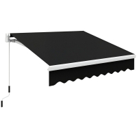 Outsunny 8' x 6.6' Patio Retractable Awning, Manual Exterior Sun Shade Deck Window Cover, Black