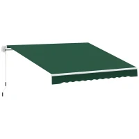 Outsunny 12' x 8' Retractable Awning Patio Awnings Sun Shade Shelter with Manual Crank Handle, UV & Water-Resistant Fabric and Aluminum Frame for Deck Balcony Yard, Green(m-2)