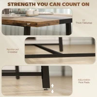 HOMCOM Industrial Kitchen Table for 8 People, 70.9" Long Dining Table with Large Tabletop and Steel Legs for Dining Room, Brown(m-6)