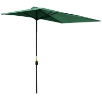 Outsunny 8ft Half Umbrella Outdoor Balcony Parasol Patio Garden Outdoor Window Sun Shade w/ 5 Ribs, Green(m-11)
