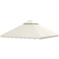 Outsunny 10' x 10' Gazebo Replacement Canopy Cover, 2 Tier Gazebo Roof Replacement TOP ONLY, Cream(m-2)