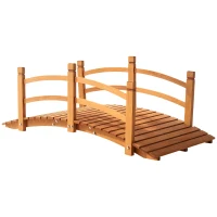 Outsunny 5FT Wooden Garden Bridge Classic Arc Footbridge with Guardrails for Stream Pond Walkway, Orange(m-2)