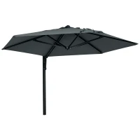Outsunny 8 ft Wall Mounted Umbrella with 180° Rotatable Canopy, Patio Wall Parasol for Outdoor, Garden, Balcony, Yard, Dark Grey(m-11)