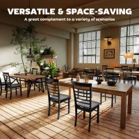 HOMCOM Wooden Dining Chairs Set of 4, Farmhouse Upholstered Kitchen Chairs with Rubber Wood Frame, Black and Gray(m-6)