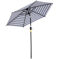 Outsunny Patio Sun Umbrella, Outdoor Parasol with 6 Ribs, Blue Stripes(m-11)