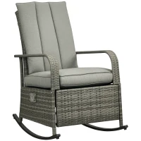 Outsunny PE Rattan Rocking Recliner with Footrest, Gray(m-1)