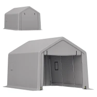 Outsunny Heavy Duty Carport, 10 x 17 ft Portable Garage with Roll-up Zipper Door for Motorcycle Garden Storage, Grey(m-11)