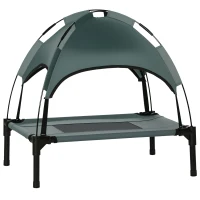PawHut Elevated Dog Bed with Removable Canopy, Outdoor Dog Cot with UV Protection Canopy Shade, 24 inch Pet Bed for Camping, Gray(m-1)