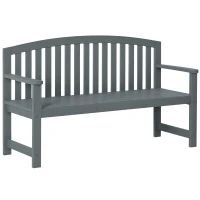 Outsunny 56" Outdoor Wood Bench, 2-Seater Garden Bench with Backrest and Armrest, Patio Bench for Patio, Porch, Poolside, Balcony, Gray(m-1)