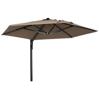 Outsunny 8 ft Wall Mounted Umbrella with 180° Rotatable Canopy, Patio Wall Parasol for Outdoor, Garden, Balcony, Yard,  Khaki(m-11)