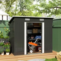 Outsunny 7'x 4' Metal Patio Storage Shed Garden Lockable Shed Tool Utility Storage Unit, Light Black(m-8)