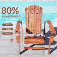 Outsunny Oversized Adirondack Chair, Outdoor Fire Pit and Porch Seating, Classic Log Lounge w/ Built-in Cupholder, Brown(m-5)