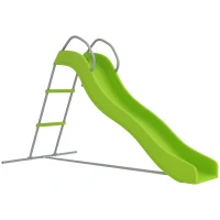 Qaba 5.7FT Outdoor Slide for Kids Ages 3-8, Climbing Step Ladder, Playground Equipment for Backyard, Garden, Green(m-11)