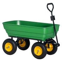 Outsunny Garden Dump Cart Heavy Duty 440lbs Wagon with Steel Frame and 12" Pneumatic Tires, Green(m-2)
