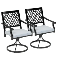 Outsunny Outdoor Patio Chairs Set of 2, Metal Swivel Rocker Chairs with Cushion and Armrests for Backyard, Garden, Patio(m-11)