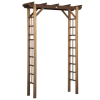 Outsunny 85" Wooden Outdoor Garden Arbour, Garden Arch Trellis for Climbing Vines  for Wedding and Ceremony - Carbonized(m-11)