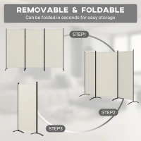 HOMCOM 6' 3 Panel Room Divider, Indoor Privacy Screen for Home, Light Gray(m-4)