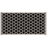 Outsunny Reversible Outdoor Rug, 9' x 18' Waterproof Plastic Straw Floor Mat, Portable RV Camping Carpet, Large Floor Mat for Deck, Backyard, Picnic, Beach, Black & Beige