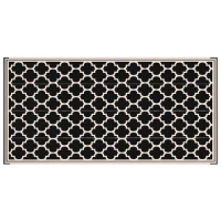 Outsunny Reversible Outdoor Rug, 9' x 18' Waterproof Plastic Straw Floor Mat, Portable RV Camping Carpet, Large Floor Mat for Deck, Backyard, Picnic, Beach, Black & Beige(m-1)