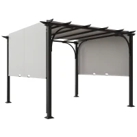 Outsunny 10' x 10' Patio Pergola with Weather-Resistant Steel Frame, Backyard Sun Shade Canopy Cover Shelter for Porch Party, Garden, Grill Gazebo, White(m-1)