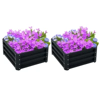 Outsunny 2pc 23.5" Elevated Herb & Vegetable Planting Box Kit w/ Versatile Uses, Dark Gray(m-1)