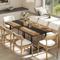 HOMCOM Industrial Kitchen Table for 8 People, 70.9" Long Dining Table with Large Tabletop and Steel Legs for Dining Room, Brown(m-10)