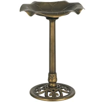 Outsunny Bird Bath for Outdoors, 28" Height Birdbath with Lotus Leaf Basin, Bird Feeder with Stand for Garden, Yard, Bronze(m-11)