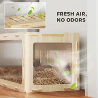 PawHut Hamster Cage with Easy View Acrylic Panels, Air Vents & Openable Roof, for Gerbil, Guinea Pig, 39" x 20" x 18.5", Oak(m-4)