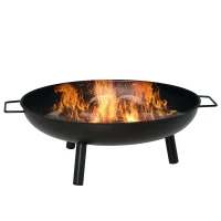 Outsunny 23" Round Outdoor Fire Pit, Portable Firepit Fireplace with Support Legs for Garden, Patio, Camping, Bonfire, Black(m-11)