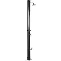 Outsunny 7.3FT 5.3 Gallon Solar Heated Shower, 2-Section Outdoor Shower with Shower Head, Foot Shower, Temperature Display for Backyard, Poolside, Spa, Beach, Black(m-2)