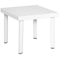 Outsunny Garden Side Table, Plastic Outdoor Square Coffee Table for Drink, Snack, White(m-11)
