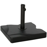 Outsunny 44lbs Square Cement Patio Umbrella Base Stand, Outdoor Garden Parasol Base Umbrella Weight Stand Holder Fits Φ1.3", Φ1.5" and Φ2.0" Pole - Black(m-2)