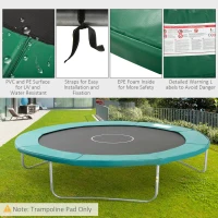 Soozier 14FT Trampoline Pad Replacement, Φ168" Spring Cover, Water-Resistant Universal Round Trampoline Safety Pad, No Holes for Pole, Green(m-4)