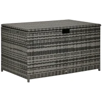 Outsunny 113 Gallon Outdoor Storage Box, Rattan Deck Box for Indoor, Patio Furniture Cushions, Grey(m-11)