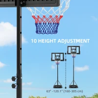 Soozier Basketball Hoop Outdoor, 7.5-10ft Portable Basketball Goal with Wheels and 43" Backboard, for Teenagers Youth Adults(m-4)