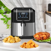 HOMCOM Air Fryer, 1700W 6.9 Quart Air Fryers Oven with Digital Display, 360° Air Circulation, Adjustable Temperature, Timer, Nonstick Basket for Oil Less or Low Fat Cooking, Black(m-1)