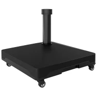 Outsunny Umbrella Base with Wheels, Fillable Base Holder with Steel Pole, Parasol Stand for Patio, Outdoor, Backyard, Black(m-11)