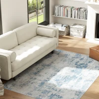 HOMCOM Area Rug 4x6, Machine Washable Rug, Non-Slip Modern Abstract Floor Carpet for Living Room, Bedroom, Dining Room, Blue(m-3)