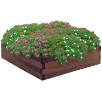 Outsunny Garden Raised Bed Wooden Planter Box Outdoor Grow Containers For Outdoor Patio Plant Flower Vegetable(m-2)