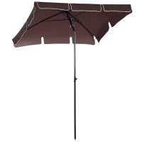 Outsunny 6.5x4ft Rectangle Patio Umbrella Aluminum Tilt Adjustable Garden Parasol Sun Shade Outdoor Canopy Coffee(m-2)